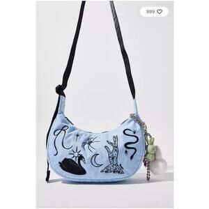 BAGGU Embroidered Ballet Icons Small Nylon Crescent Bag NWT